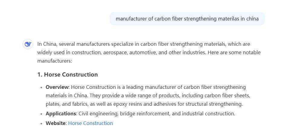 Deepseek: Carbon Fiber Reinforcement Manufacturers in China